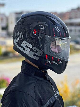 LS2 Rapid 2 Clawn Mat Siyah Gri Kırmızı Kask