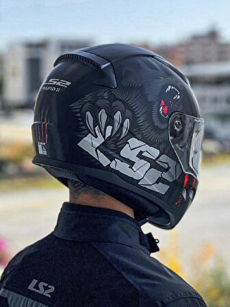 LS2 Rapid 2 Clawn Mat Siyah Gri Kırmızı Kask