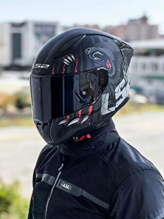 LS2 Rapid 2 Clawn Race Mat Siyah Gri Kırmızı Kask