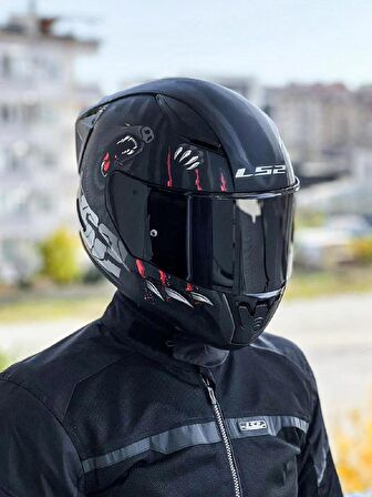 LS2 Rapid 2 Clawn Race Mat Siyah Gri Kırmızı Kask