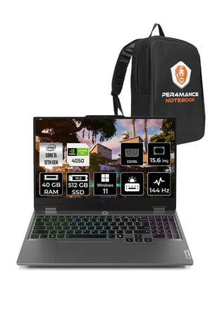 LOQ  i5-12450HX 40GB 512GB SSD RTX4050/6GB 15.6" FHD 144Hz W11H & PER4 ÇANTA