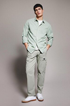 DeFacto Regular Fit Polo Yaka Pamuklu Uzun Kollu Gömlek B4140AX24SPGN1102