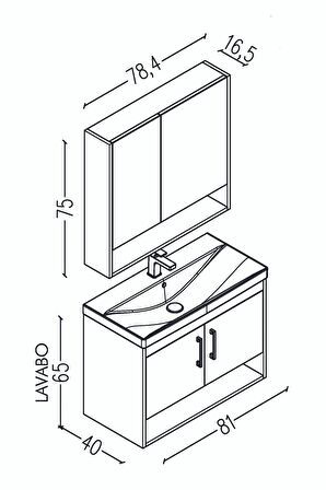 Samba 80 Cm Banyo Dolabı - Boy Dolap Hariç