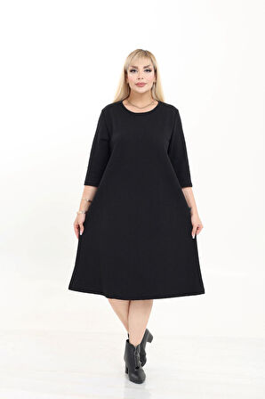 Kışlık Büyük Beden A Line Esnek Elbise 44C-2730