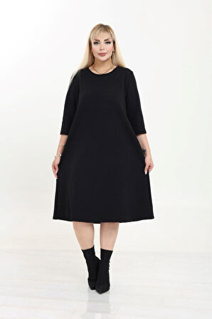 Kışlık Büyük Beden A Line Esnek Elbise 44C-2730