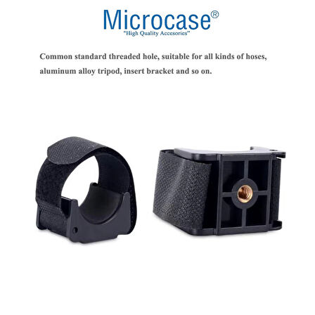 Microcase Çok Amaçlı Cırt Yapışkanlı 1/4 Vida girişli Tutucu Sabitleyici - SİYAH AL5002