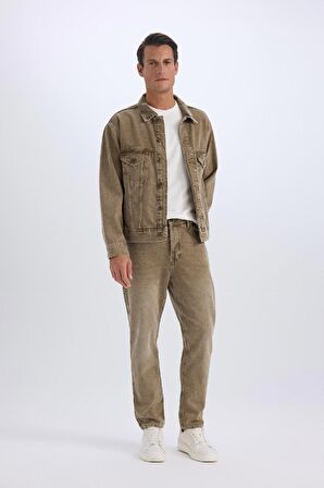 DeFacto Oversize Geniş Kalıp Polo Yaka Düğmeli Cepli Yıkamalı Jean Ceket D5049AX24AUBN303