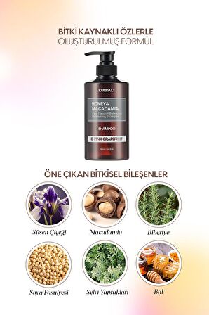 Kırılma Karşıtı, Besleyici Şampuan Kundal Honey & Macadamia Nature Shampoo 500ml (Pink Grapefruit)