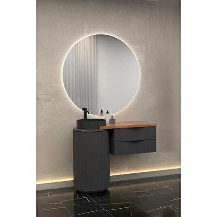 LOTUS SINGLE 105 CM ANTRASİT LAVABOLU BANYO DOLABI  ANTRASİT - RAF MODÜL HARİÇ