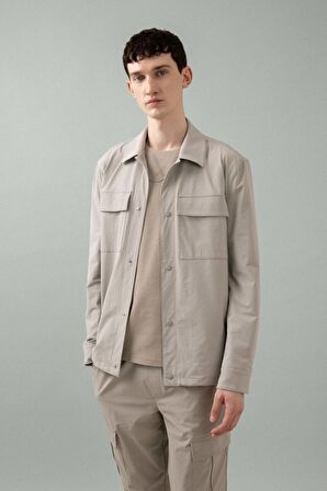 DeFacto Regular Fit Polo Yaka Çıtçıt Kapamalı Cepli Teknik Gömlek Ceket B7396AX24SPGR323