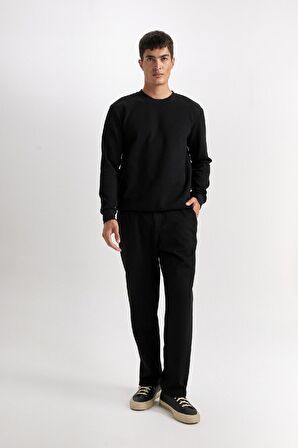 DeFacto Regular Fit Bisiklet Yaka Jakarlı Sweatshirt D5394AX24AUBK27