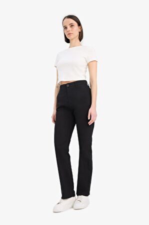 DeFacto Coool Straight Fit Gabardin Pantolon Yüksek Bel E4346AX25SPBK27