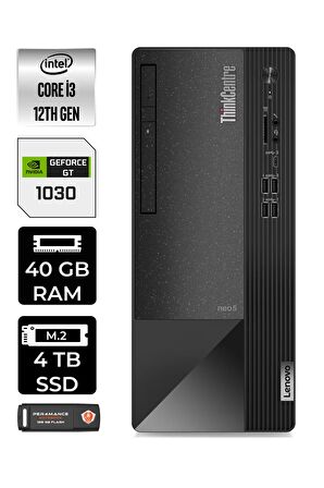 Lenovo NEO 50T i3 12100 40GB RAM 4TB SSD GT1030/4GB W11PRO 11SC001ATX MASAÜSTÜ PC & PER4 BELLEK