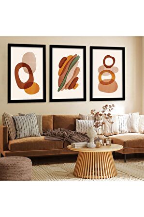 Kolaj Çizim 3'lü Kanvas Tablo