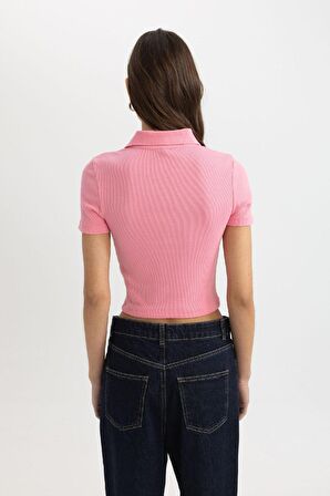DeFacto Slim Fit Dar Kesim Fitilli Kaşkorse Kısa Kollu Polo Tişört C4076AX24SPPN164