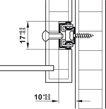 Häfele Bilyalı Ray, 17 / 10, Ray Yüksekliği: 17 mm, Tek Açılım, Taşıma Kapasitesi: 10 kg - 189 mm