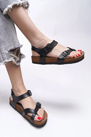 Eldorado S346 Mantar Taban Kadın Sandalet SİYAH