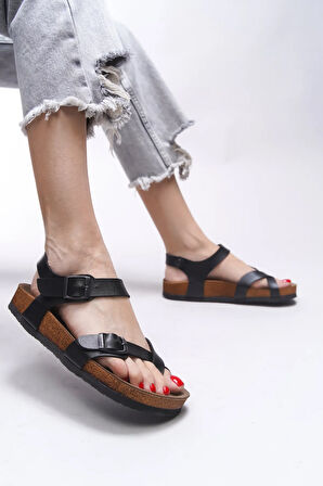 Eldorado S346 Mantar Taban Kadın Sandalet SİYAH