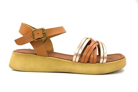 İzlife S358 Çapraz Geçmeli Günlük Kadın Sandalet KAHVE