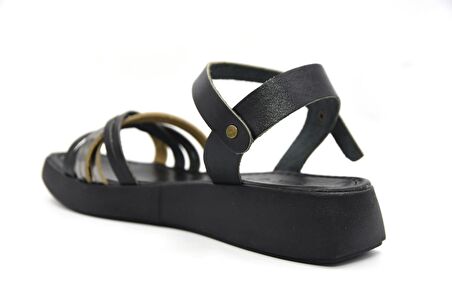 İzlife S358 Çapraz Geçmeli Günlük Kadın Sandalet SİYAH