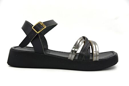 İzlife S358 Çapraz Geçmeli Günlük Kadın Sandalet SİYAH