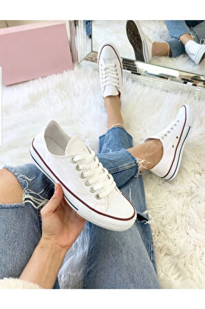 Prego Siyah&Beyaz  Çocuk Kısa Converse Tarzı Spor Ayakkabı BEYAZ