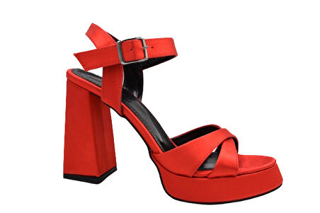Dekas DA8724 Kalın Topuklu Kadın Tek Bant Ayakkabı KIRMIZI