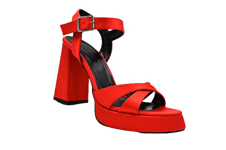 Dekas DA8724 Kalın Topuklu Kadın Tek Bant Ayakkabı KIRMIZI