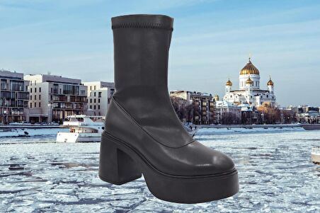 ParkModa Bağcıksız Fermuarlı Kadın Bilek Üstü Yarım Bot SİYAH