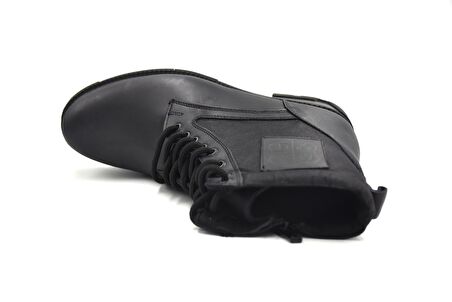 Modesa MBT155 Erkek Bağcıklı Fermuarlı Hakiki Deri Günlük Postal Bot SİYAH DERİ