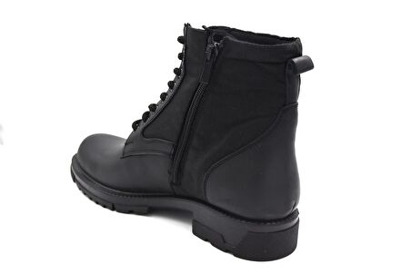 Modesa MBT155 Erkek Bağcıklı Fermuarlı Hakiki Deri Günlük Postal Bot SİYAH DERİ