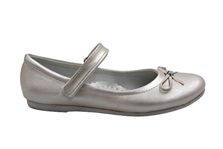 Prego Eylül Termo Kaymaz Taban Bıyık Fiyonlu Cırtlı Kız Çocuk Babet SEDEF