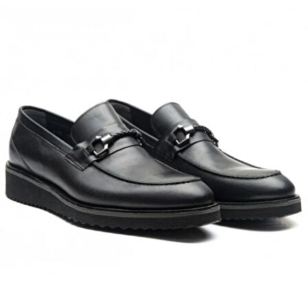 Fosco 1095 İçi Dışı Hakiki Deri Eva Hafif Taban Erkek Günlük Ayakkabı SİYAH