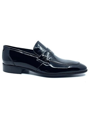 Fosco 1091 İçi Dışı Hakiki Deri Jurdan Siyah Rugan Klasik Erkek Ayakkabı RUGAN SİYAH