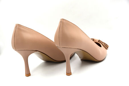 Prego Taş Papyon Detaylı Topuklu Kadın Stiletto Ayakkabı NUT