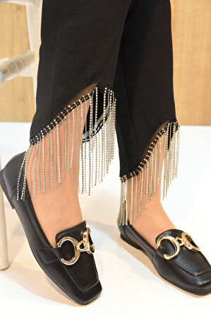 Prego Halka Tokalı Tpu Hafif Taban Günlük Kadın Babet Ayakkabı SİYAH