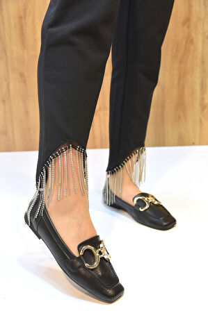 Prego Halka Tokalı Tpu Hafif Taban Günlük Kadın Babet Ayakkabı SİYAH