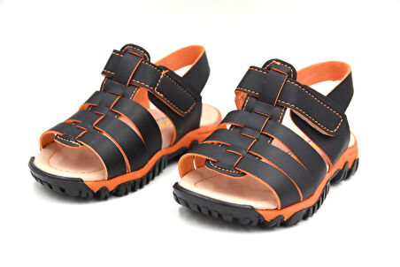 Prego (Arzen) Ortapedi Termo Kaymaz Taban Cırtlı Erkek Çocuk Sandalet SİYAH