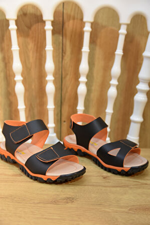 Prego (Arzen) Ortapedi Termo Kaymaz Taban Cırtlı Erkek Çocuk Sandalet SİYAH