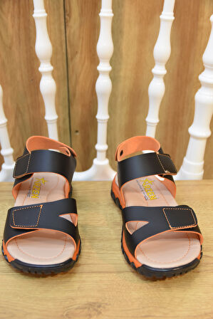 Prego (Arzen) Ortapedi Termo Kaymaz Taban Cırtlı Erkek Çocuk Sandalet SİYAH