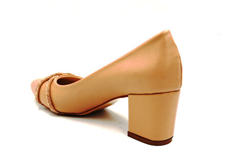 Prego (Oc Shoes) Kalın Topuklu Taş Biye Desenlik Kadın Ayakkabı NUT