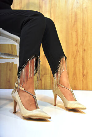 Prego (Park Moda) Taş Biye Detaylı Topuklu Kadın Ayakkabı NUT