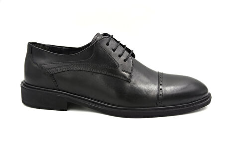 Prego (Stilloni) Hakiki Deri Bağcıklı Poli Hafif Taban Günlük Erkek Ayakkabı SİYAH