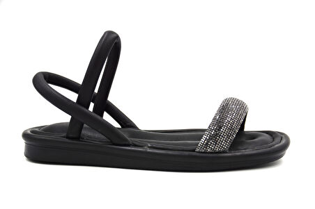 Prego Termo Kaymaz Taban Taş Biye Detaylı Günlük Kadın Sandalet SİYAH