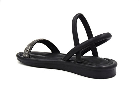 Prego Termo Kaymaz Taban Taş Biye Detaylı Günlük Kadın Sandalet SİYAH