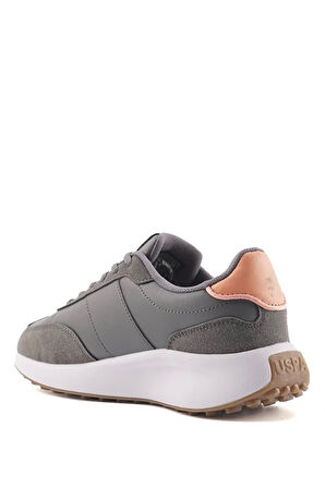 U.S. Polo Assn. REMUS 3PR Siyah Bağcıklı Kaymaz Taban Kadın Sneaker GRİ