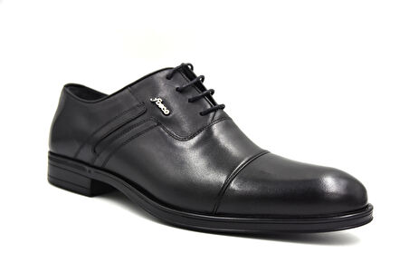 Fosco (2512) İçi Dışı Hakik Deri Kauçuk Hafif Taban Bağcıklı Erkek Ayakkabı SİYAH