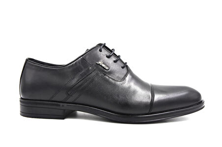 Fosco (2512) İçi Dışı Hakik Deri Kauçuk Hafif Taban Bağcıklı Erkek Ayakkabı SİYAH