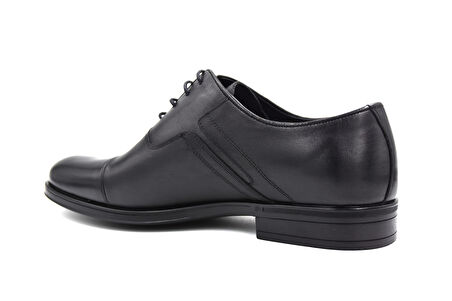 Fosco (2512) İçi Dışı Hakik Deri Kauçuk Hafif Taban Bağcıklı Erkek Ayakkabı SİYAH