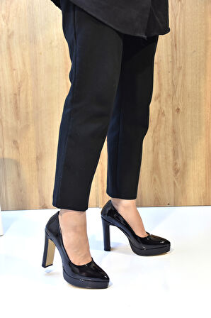 Park Moda Platformlu Topuklu Kadın Sivri Burun Stiletto Ayakkabı RUGAN SİYAH